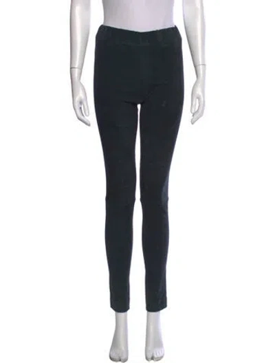 Pre-owned The Row Suede Skinny Leg Pants In Green