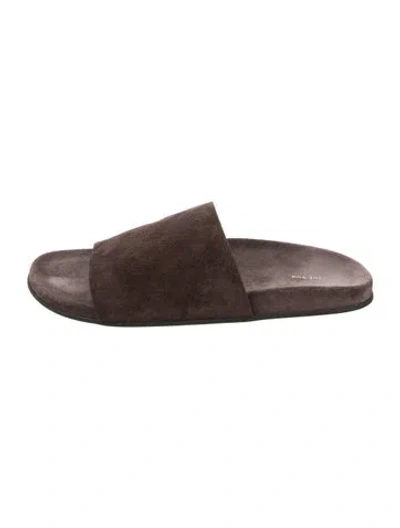Pre-owned The Row Suede Slides In Brown