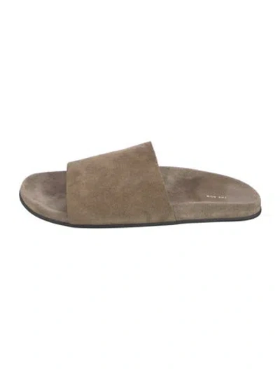 Pre-owned The Row Suede Slides In Neutral