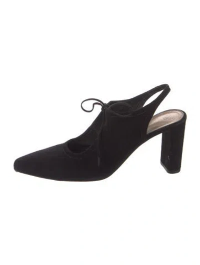 Pre-owned The Row Suede Slingback Pumps In Black