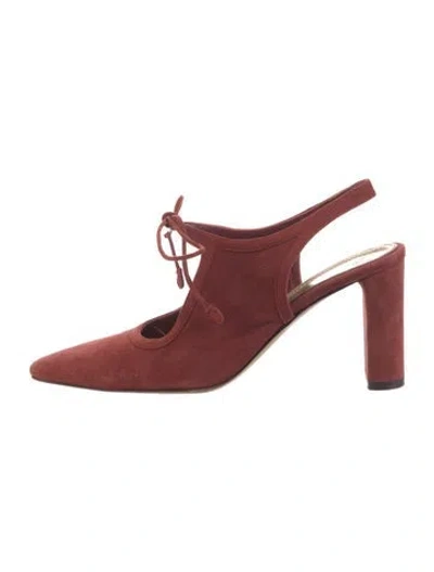 Pre-owned The Row Suede Slingback Pumps In Red