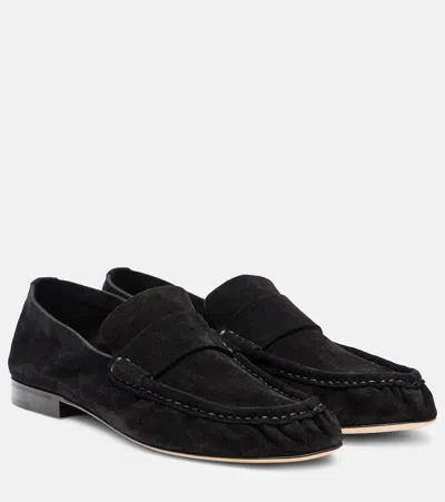The Row Suede Slip-on Shoes In Black