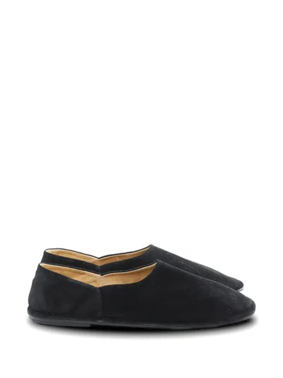 The Row Suede Slippers In Black