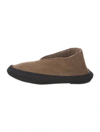 Pre-owned The Row Suede Slippers In Brown
