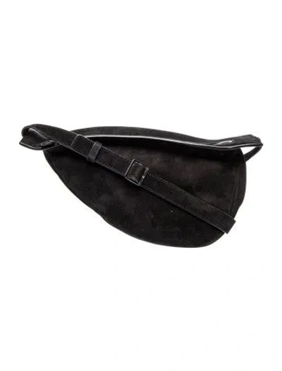 Pre-owned The Row Suede Slouchy Banana Bag Small In Black