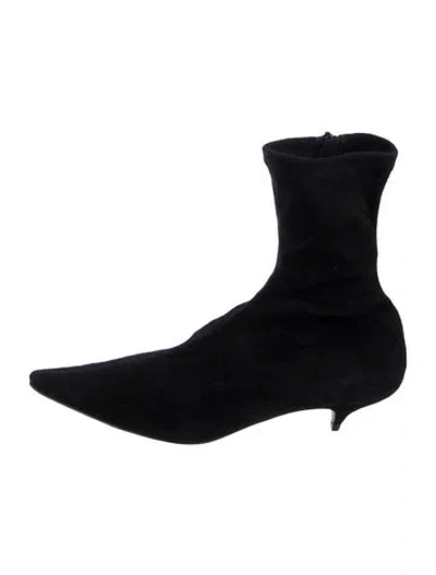 Pre-owned The Row Suede Sock Boots In Black