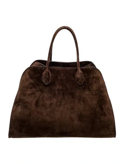 Pre-owned The Row Suede Soft Margaux 15 In Brown