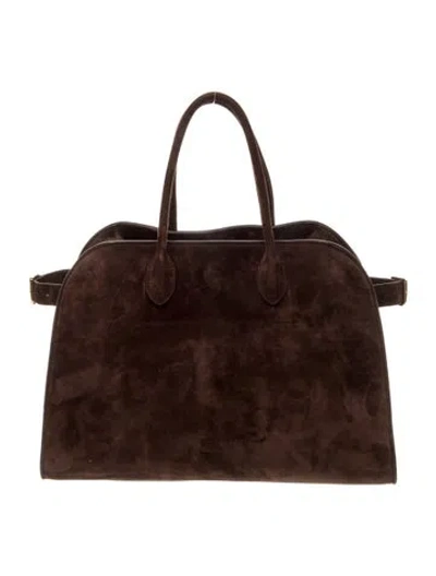 Pre-owned The Row Suede Soft Margaux 15 Suede Tote Bag In Brown