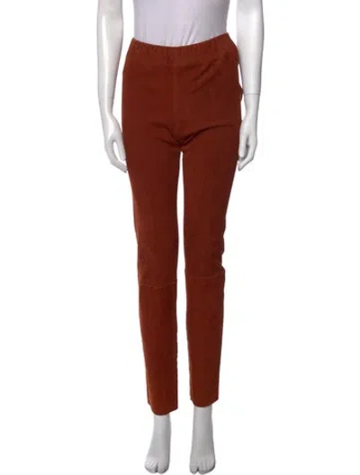 Pre-owned The Row Suede Straight Leg Pants In Red