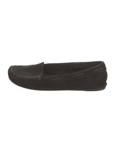 Pre-owned The Row Suede Whipstitch Trim Loafers In Black