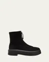 The Row Zipped Boot 1 Suede Ankle Boots In Black