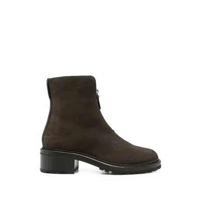 The Row Suede Zipped Ankle Boot In Brown