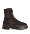 The Row Zipped Boot 1 Suede Ankle Boots In Brown
