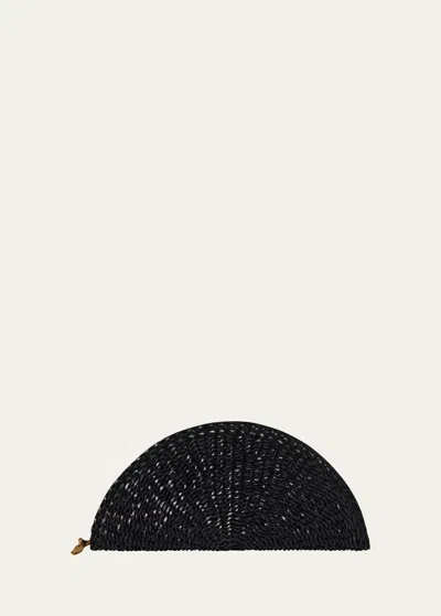 The Row Sunset Clutch Bag In Woven Leather In Black