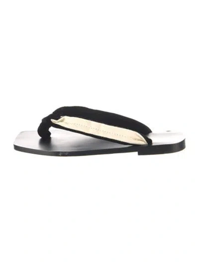 Pre-owned The Row Swan Leather Flip Flops In Black