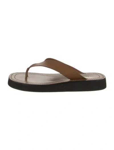 Pre-owned The Row Swan Leather Flip Flops In Brown