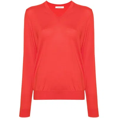The Row Gracy Cashmere Knit V-neck Sweater In Red