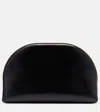The Row Sylvia Leather Clutch In Black