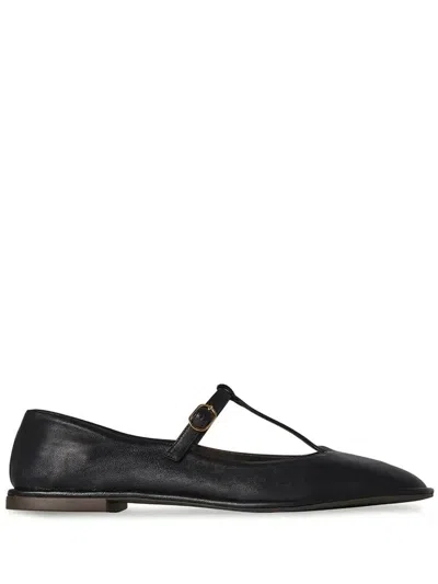 The Row T-bar Strap Ballet Flats In Black