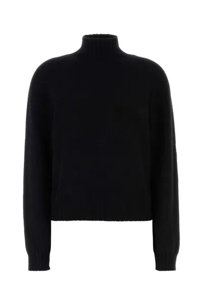 The Row Kensington Cashmere Sweater High Neck In Black