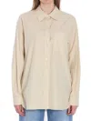 The Row Pocketed Striped Long Sleeve Shirt In Neutral