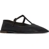 The Row Square T-strap Leather Sandals In Black
