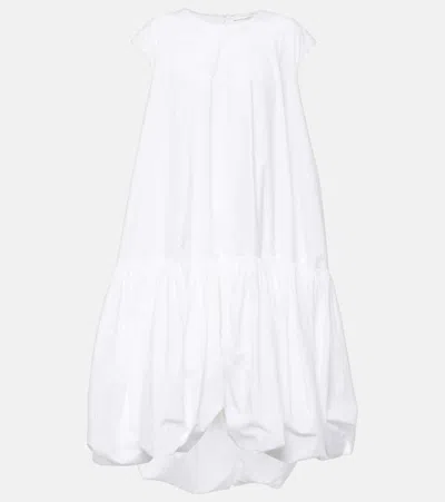 The Row Tadao Medium Length Dress With Lotus Leaf Rim In White