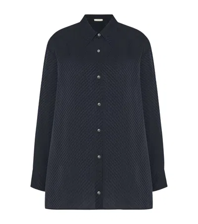 The Row Takara Silk Jacquard Shirt In Blue