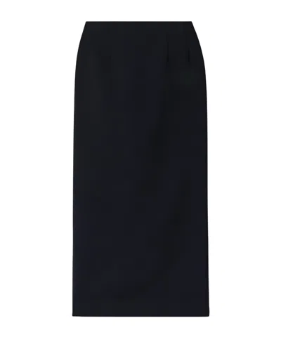The Row Talor Wool Midi Skirt In Blue
