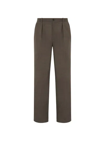 The Row Tami Pleated Wool Trousers In Brown