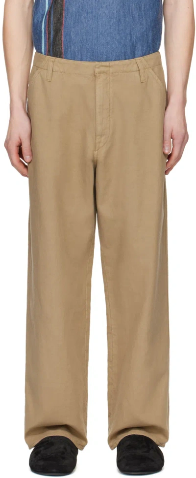 The Row Tan Marlon Trousers In Neutrals