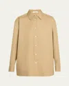 The Row Tansy Cotton-cashmere Button-down Shirt In Brown