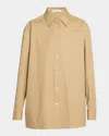 The Row Tansy Cotton-cashmere Button-down Shirt In Animal Print