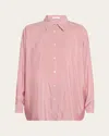 The Row Tansy Striped Silk Button-down Shirt In Pink