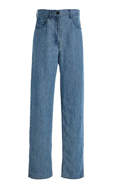 The Row Tarley Linen-denim Straight-leg Jeans In Light Wash