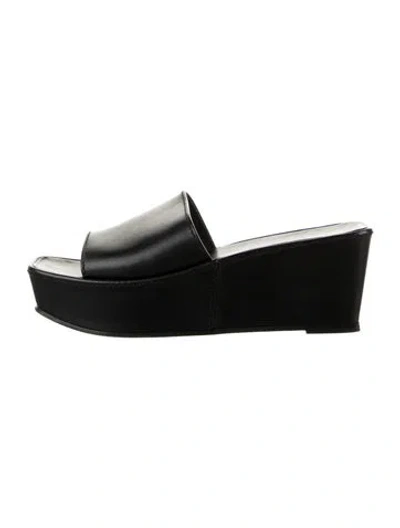 Pre-owned The Row Tate Leather Slides In Black