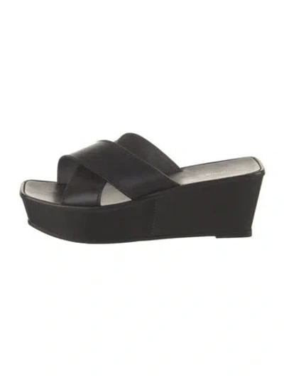 Pre-owned The Row Tate X Leather Slides In Black