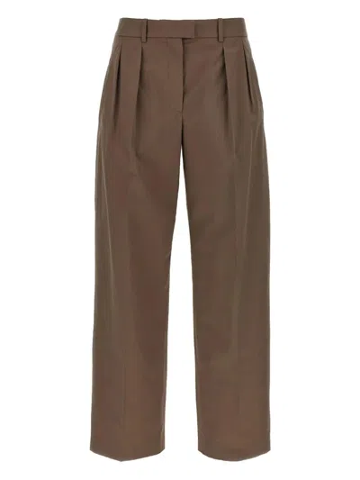 The Row Taupe Cotton Trousers In Orange