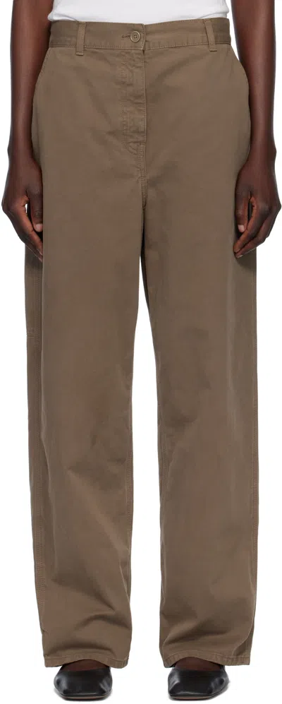 The Row Taupe Sharka Trousers In Brown