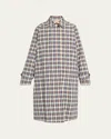 The Row Tavishina Check Long Coat In Black  Beige