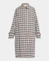 The Row Tavishina Check Long Coat In Black  Beige
