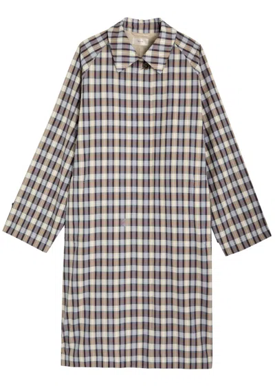 The Row Tavishina Checked Silk-blend Coat In Beige