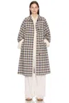 The Row Tavishina Checked Silk-blend Car Coat In Black & Beige