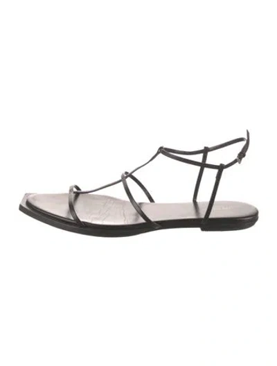 Pre-owned The Row T-bar Leather Gladiator Sandals In Black