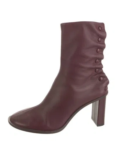 Pre-owned The Row Teatime Leather Lace-up Boots In Burgundy