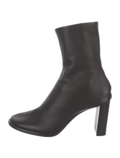 Pre-owned The Row Teatime Leather Sock Boots In Gray