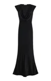 The Row Tefra Draped Satin Gown In Black