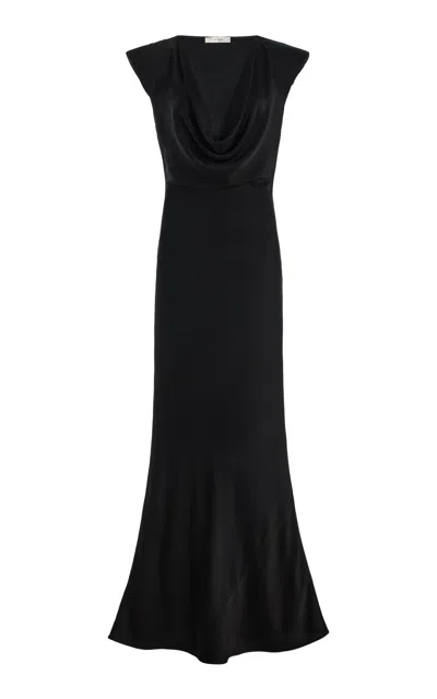 The Row Tefra Draped Satin Gown In Black
