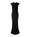 The Row Tefra Cowl-neck Satin Strong-shoulder Maxi Dress In Black