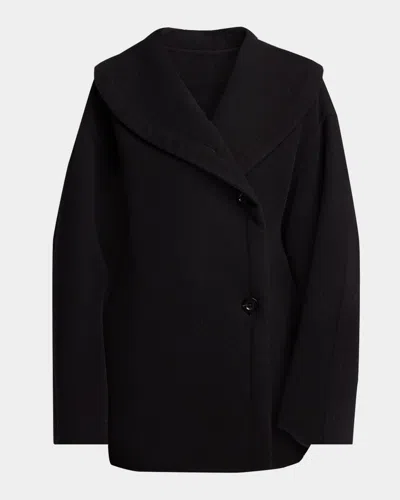 The Row Temur Double-breasted Wool Shawl-collar Coat In Black